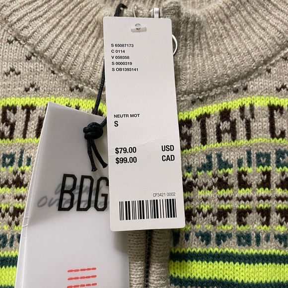 BDG Jesse Half-zip Sweater In Neutral Multi Urban Outfitters - Picture 5 of 8